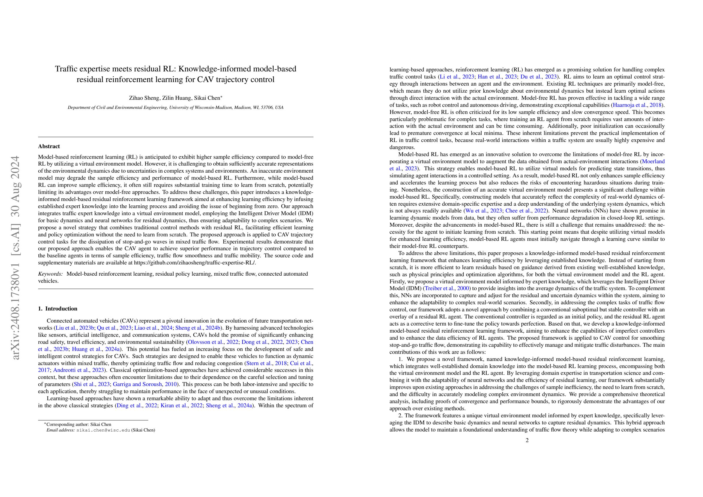 Traffic expertise meets residual RL: Knowledge-informed model-based ...