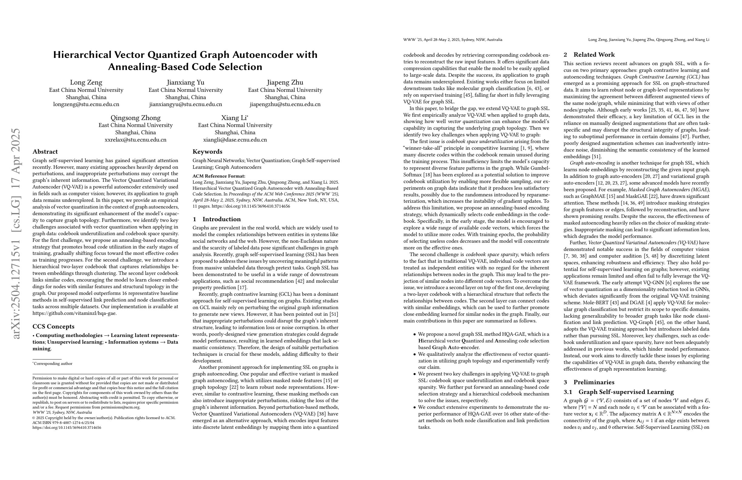 Hierarchical Vector Quantized Graph Autoencoder with Annealing-Based ...