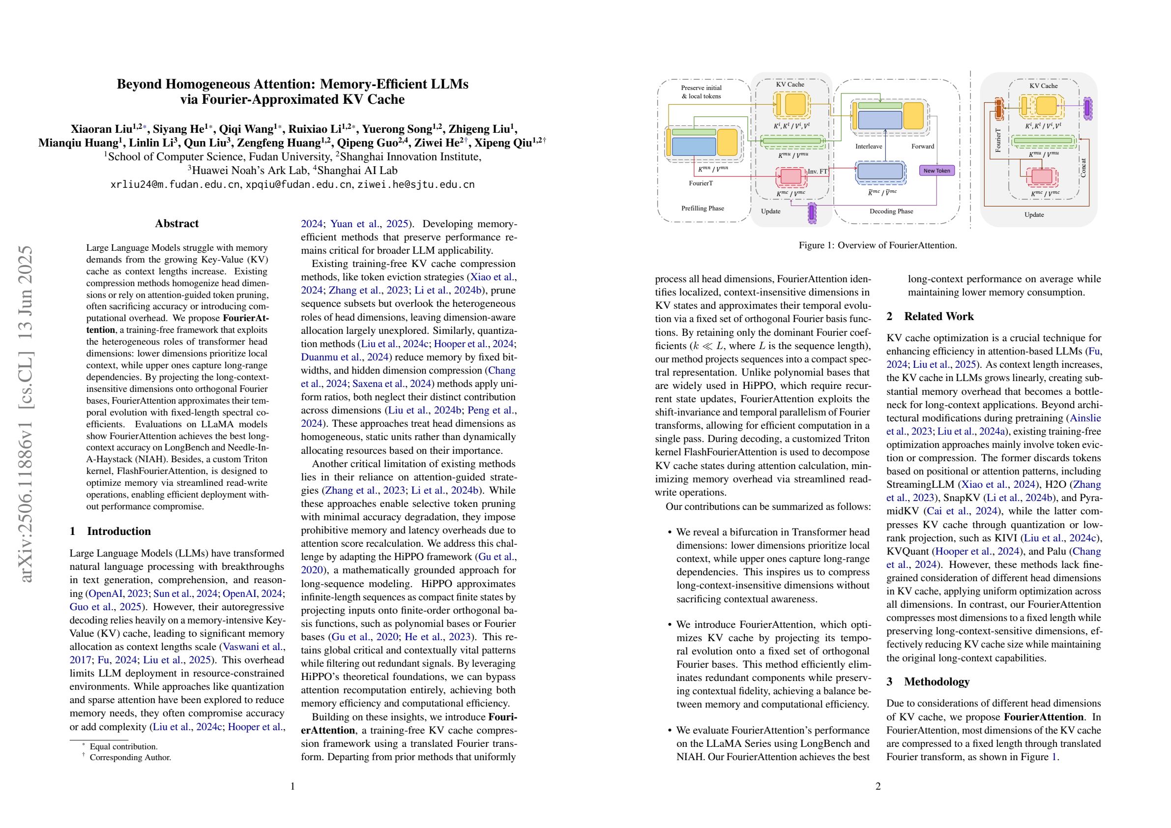 Beyond Homogeneous Attention: Memory-Efficient LLMs via Fourier ...