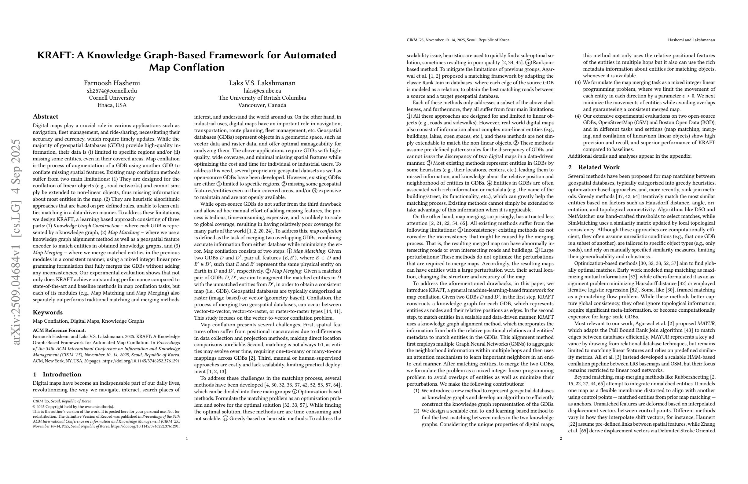 KRAFT: A Knowledge Graph-Based Framework for Automated Map Conflation image.