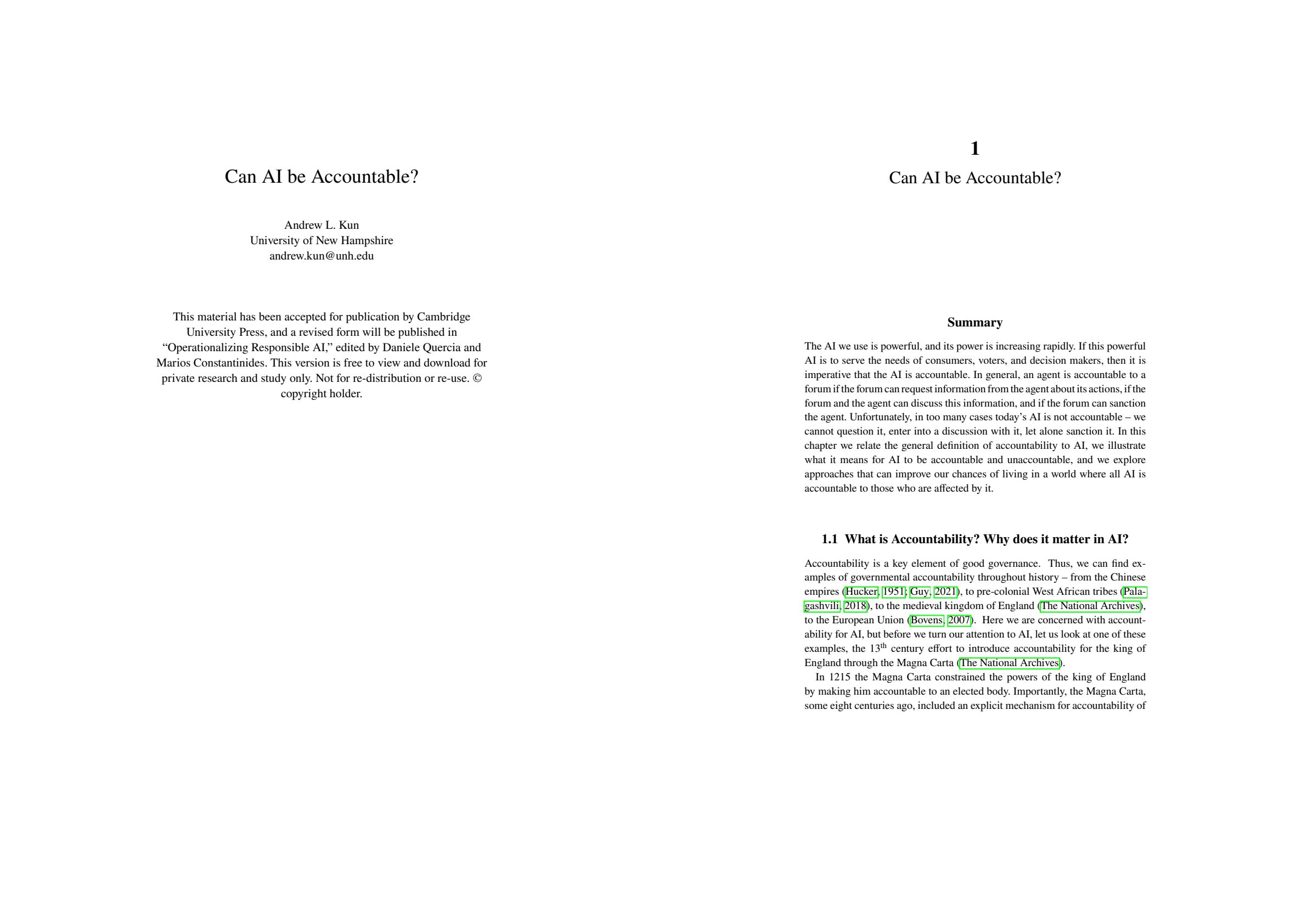 Can AI be Accountable?