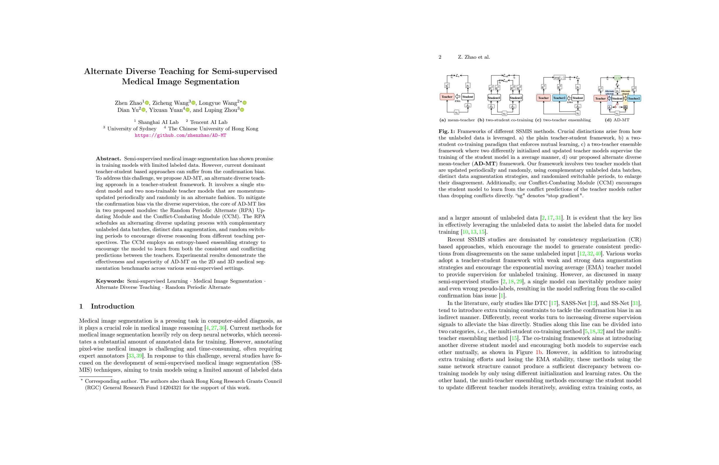 Alternate Diverse Teaching for Semi-supervised Medical Image Segmentation